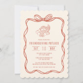 Friendsgiving Potluck Diner Coquette Strikje Kaart (Voorkant)