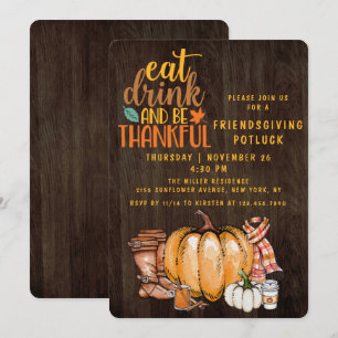 Friendsgiving Potluck Diner Modern Waterverf Kaart