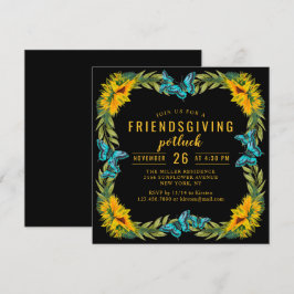 Friendsgiving Potluck Diner Waterverf Zonnebloemen Kaart