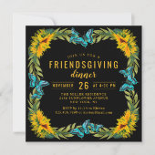 Friendsgiving Potluck Diner Waterverf Zonnebloemen Kaart (Voorkant)