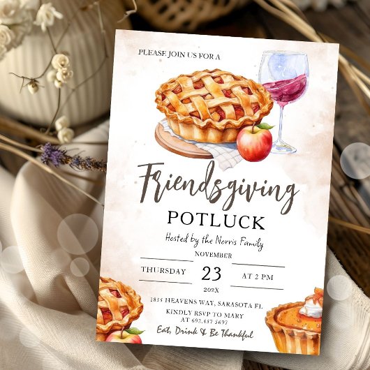 Friendsgiving Potluck Feest Kaart