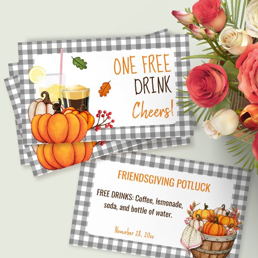Friendsgiving Potluck Free Drink Card Kortingskaartje