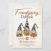 Friendsgiving Potluck Gnomen Herfst Pompoen Kaart (Voorkant)