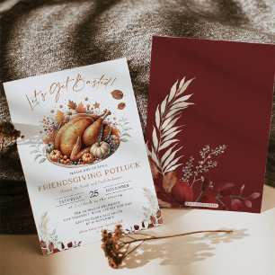 Friendsgiving Potluck Herfst Thanksgiving Diner Kaart