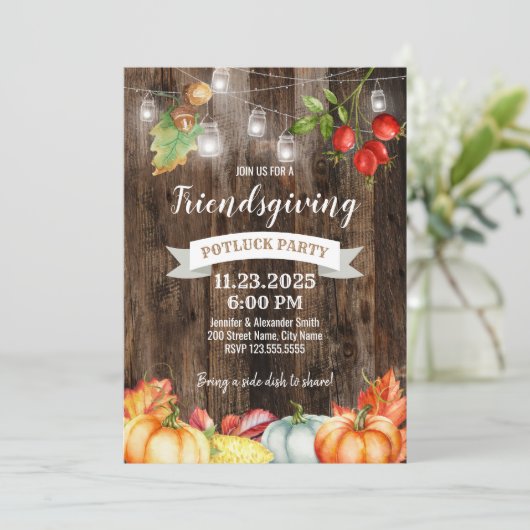 Friendsgiving potluck kaart (Staand voorkant)