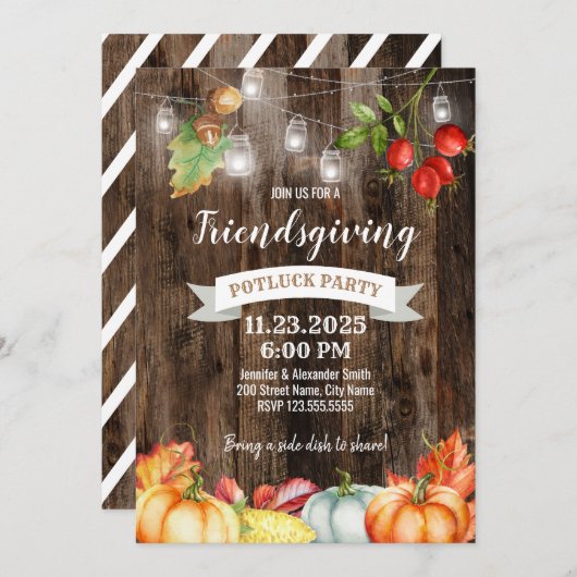 Friendsgiving potluck kaart (Voorkant / Achterkant)