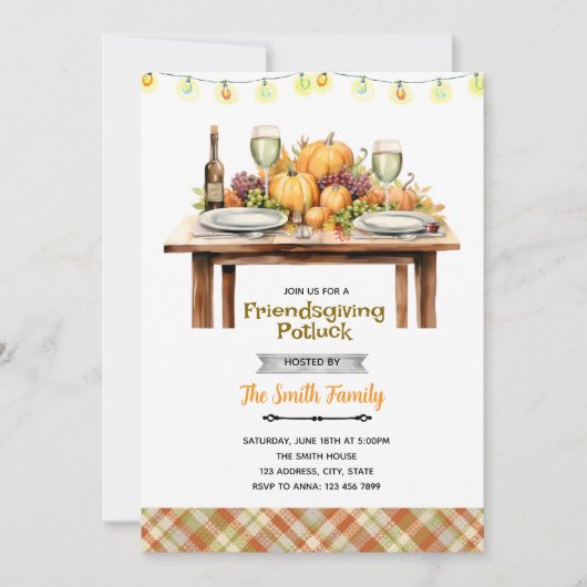 Friendsgiving Potluck party Invitation Kaart (Voorkant)