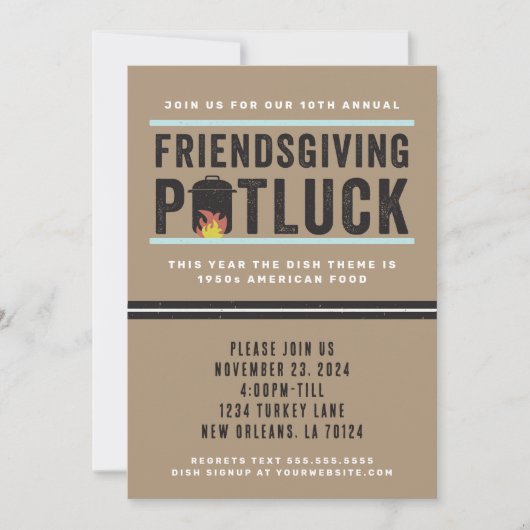Friendsgiving Potluck Party Uitnodiging (Voorkant)