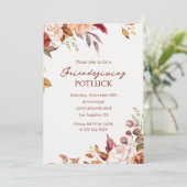 Friendsgiving Potluck Uitnodiging | Waterverf Herf (Staand voorkant)