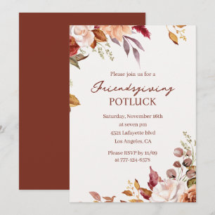 Friendsgiving Potluck Uitnodiging Waterverf Herf
