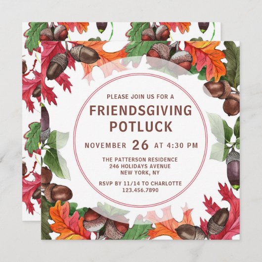 Friendsgiving Potluck Waterverf Floral Kaart (Voorkant / Achterkant)