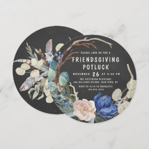 Friendsgiving Potluck Waterverf Floral Kaart