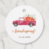 Friendsgiving Red Pickup Truck Pumpkin-script Bedankjes Labels (Voorkant)
