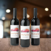 Friendsgiving Red Pickup Truck Pumpkin-script Wijn Etiket