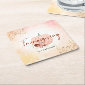 Friendsgiving Roos Gold Glitter Pumpkin Kartonnen Onderzetters (Schuin)