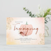 Friendsgiving Roze Gouden Glitter Pompoen Kaart (Staand voorkant)