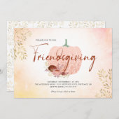 Friendsgiving Roze Gouden Glitter Pompoen Kaart (Voorkant / Achterkant)