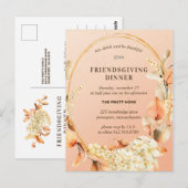 Friendsgiving Rustic Floral Briefkaart Invitation (Voorkant / Achterkant)
