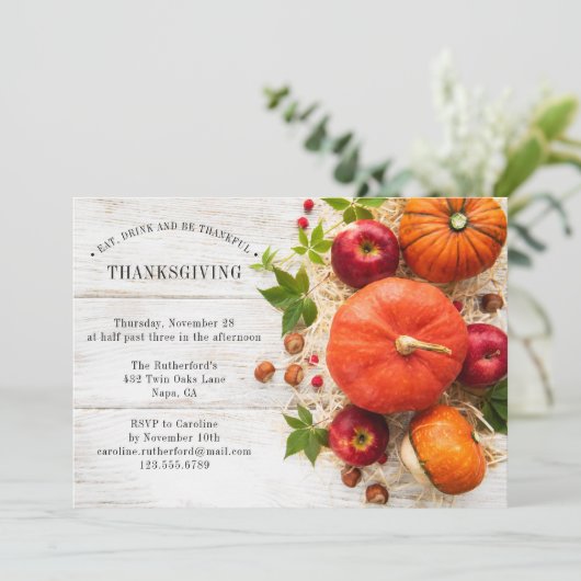Friendsgiving Rustic Pumpkins | THANKSGIVING Kaart (Staand voorkant)