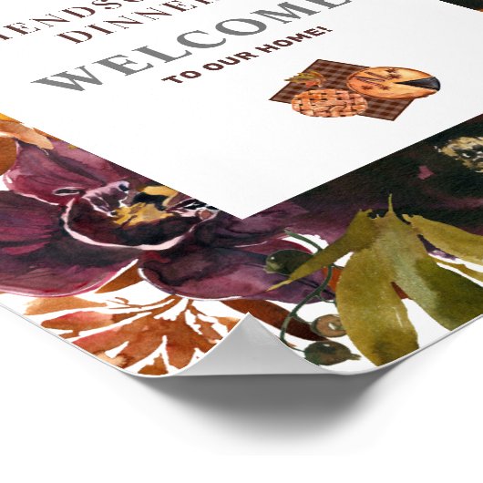 Friendsgiving Rustic Red Flora Poster (Hoek)