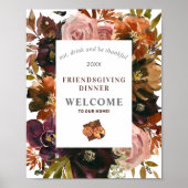 Friendsgiving Rustic Red Flora Poster (Voorkant)