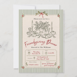 Friendsgiving Saliegroen Thanksgiving-diner Kaart