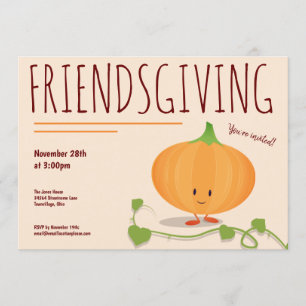 Friendsgiving Smiling Pumpkin-Thanksgiving Kaart