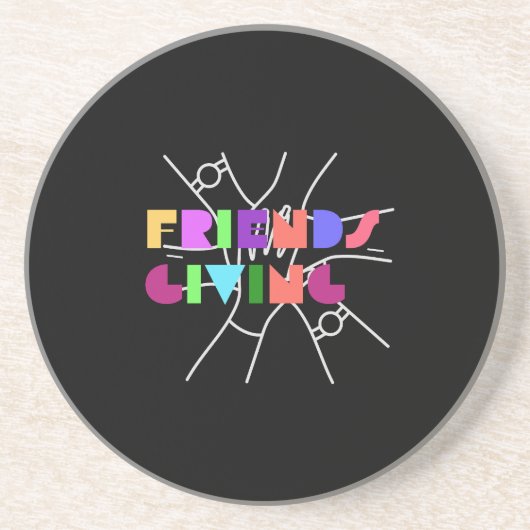 Friendsgiving Squad: Dankbaar & Verzameld Zandsteen Onderzetter (Voorkant)