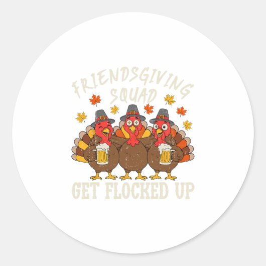 Friendsgiving Squad Turkey Thanksgiving Friends Dr Ronde Sticker (Voorkant)