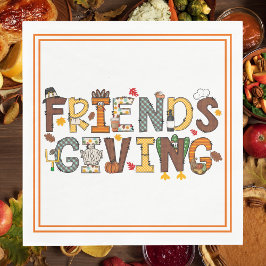 Friendsgiving Thangsgiving thema Oranje grens Servet