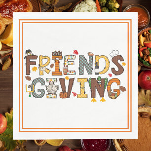 Friendsgiving Thangsgiving thema Oranje grens Servet