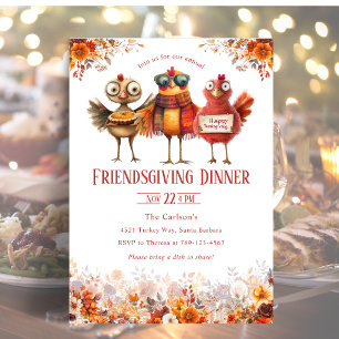 Friendsgiving Thanksgiving-diner Cute Kalkoen Kaart