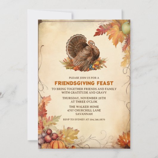  Friendsgiving Thanksgiving Diner Kaart (Voorkant)