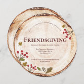 Friendsgiving Thanksgiving Diner Rustiek hout Kaart (Voorkant / Achterkant)