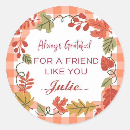 Friendsgiving Thanksgiving Diner Vakantie Ronde Sticker (Voorkant)