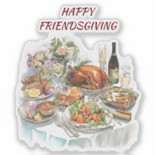 Friendsgiving Thanksgiving Diner Vinyl Sticker