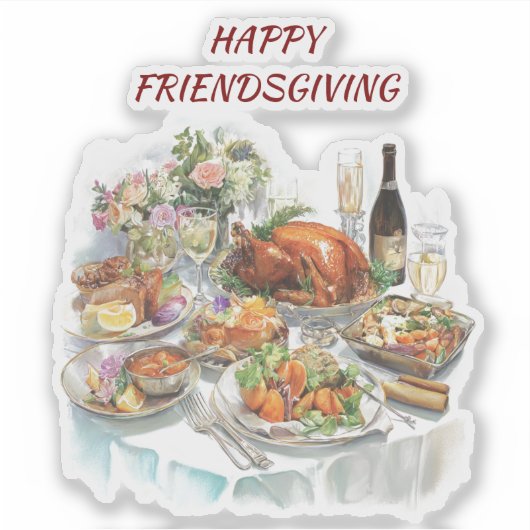 Friendsgiving Thanksgiving Diner Vinyl Sticker (Voorkant)