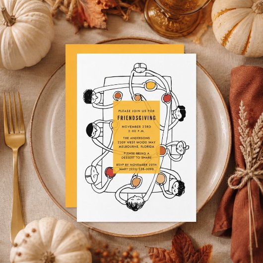 Friendsgiving Thanksgiving-dineruitnodiging Kaart