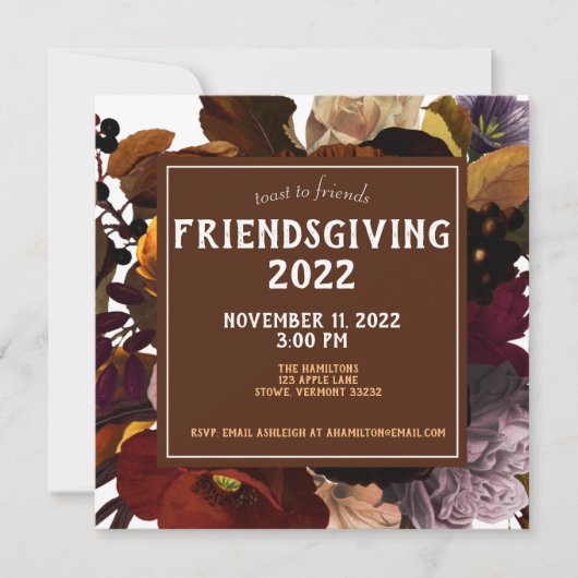Friendsgiving Thanksgiving Dinner Autumn Florals Kaart (Voorkant)