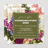Friendsgiving Thanksgiving Dinner Autumn Florals Kaart (Voorkant / Achterkant)
