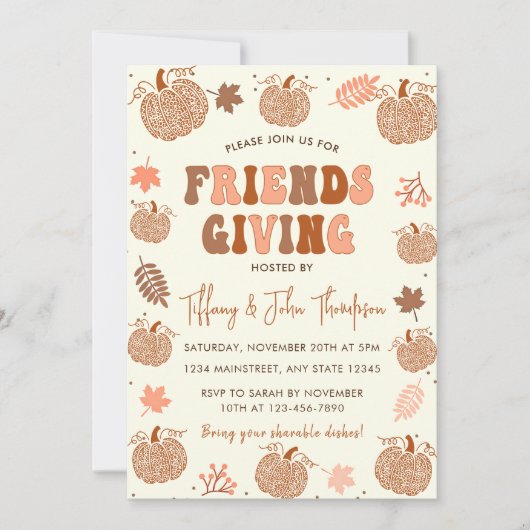 Friendsgiving Thanksgiving Dinner Fall Pompoen Kaart (Voorkant)