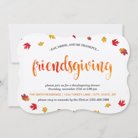Friendsgiving Thanksgiving Dinner Kaart (Voorkant)