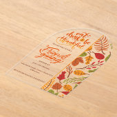 Friendsgiving Thanksgiving Dinner Orange Fall Fun Acryl Uitnodigingen (Laagn)
