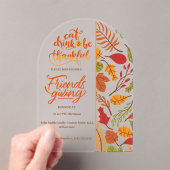 Friendsgiving Thanksgiving Dinner Orange Fall Fun Acryl Uitnodigingen (Insitu (Draagbaar))
