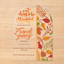 Friendsgiving Thanksgiving Dinner Oranje Herfst Pr Acryl Uitnodigingen