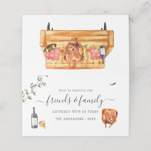 Friendsgiving Thanksgiving Dinner Party Plaatskaartje (Buitenkant ongevouwen)