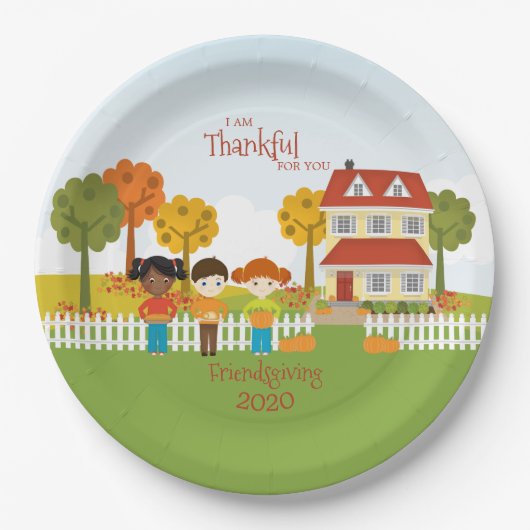 Friendsgiving Thanksgiving Feest Papieren Bordje (Voorkant)