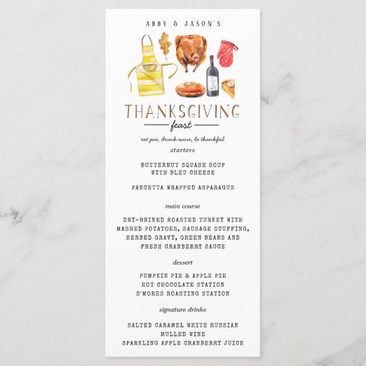 Friendsgiving Thanksgiving-feestdiner Menu (Voorkant)