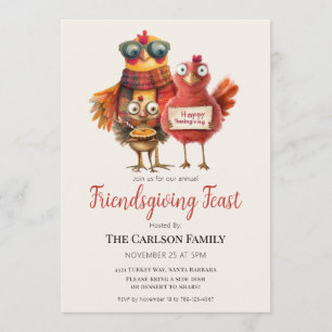 Friendsgiving Thanksgiving FeestMooie Kalkoen Fami Kaart
