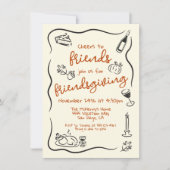 Friendsgiving Thanksgiving Hand getrokken Doodle Kaart (Voorkant)